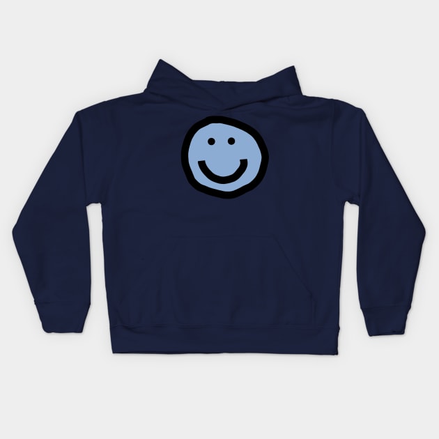 Minimal Happy Smiley Face Blue Kids Hoodie by ellenhenryart